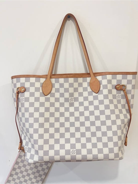 Louis Vuitton Handbags - Louis Vuitton Damier Azur Check Tote with Tan Leather Trim